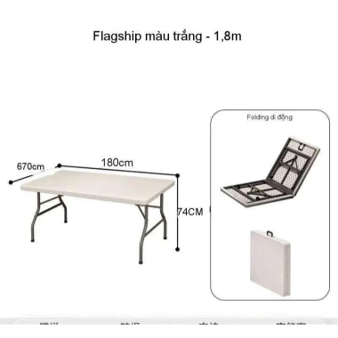 Bàn ăn học thông minh gập nhựa, chân thép không gỉ, dùng cho cắm trại ngoài trời và nhà 2