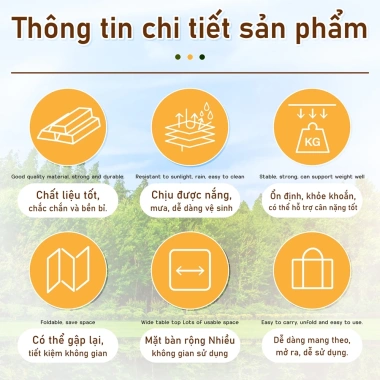 Bàn cắm trại gấp gọn TSD đa kích thước 53-120cm, nhẹ, dễ mang, giá ưu đãi 239.000₫ 9