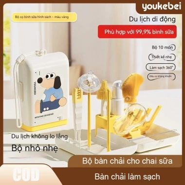 Bàn chải đa năng làm sạch chai sữa em bé 6 mảnh, di động, tiện du lịch - 149.000₫
