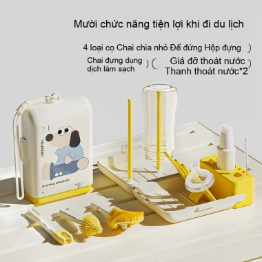 Bàn chải đa năng làm sạch chai sữa em bé 6 mảnh, di động, tiện du lịch - 149.000₫
