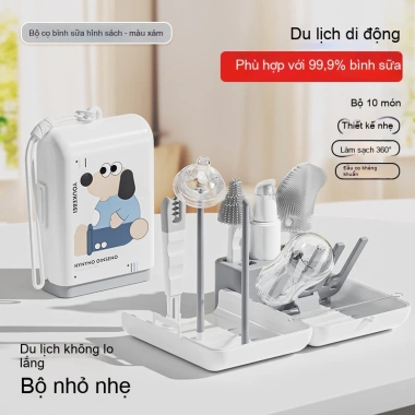 Bàn chải đa năng làm sạch chai sữa em bé 6 mảnh, di động, tiện du lịch - 149.000₫