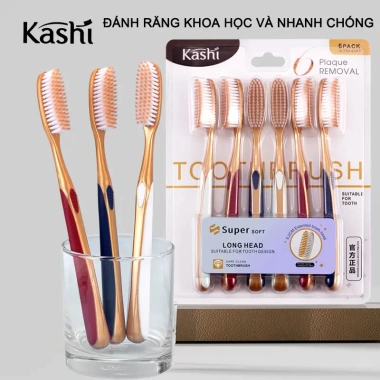 Bàn chải đánh răng lông mềm, đầu dài cong - chất lượng cao cấp, làm sạch nhanh cho người lớn, chỉ 68.000₫