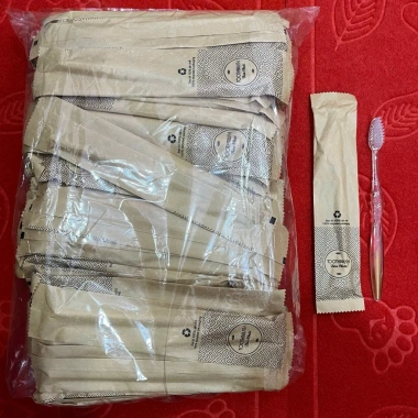 Bàn chải đánh răng vàng đồng cao cấp cho khách sạn nhà nghỉ đóng túi Kraft giá ưu đãi 199k 10