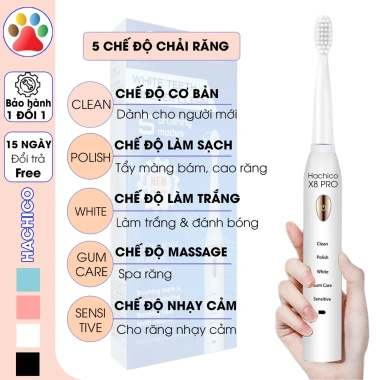 Bàn chải điện Hachico Sonic X8 Pro trắng – làm sạch sâu, trắng sáng, giảm đau nướu, chỉ 117.000₫ 4