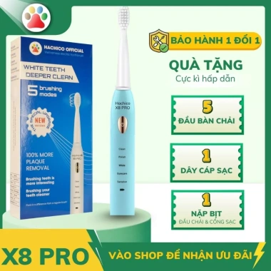 Bàn chải điện Hachico Sonic X8 Pro xanh - Răng sạch sâu, trắng sáng, 117.000₫