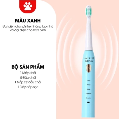 Bàn chải điện Hachico Sonic X8 Pro xanh - Răng sạch sâu, trắng sáng, 117.000₫