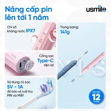 Bàn chải điện sóng siêu âm usmile Y1S nâng cấp - Bảo hành 12 tháng, giá 1.19 triệu