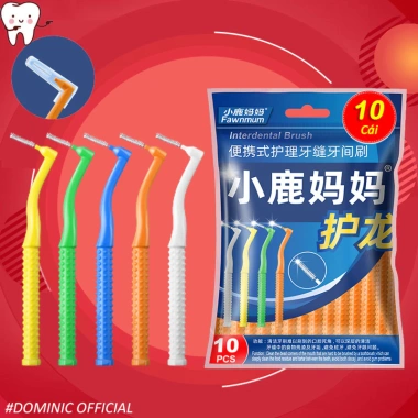 Bàn Chải Kẽ Răng Niềng 10 - Tăm Kẽ Chữ L, Size Đủ, Nắp Đậy, Vệ Sinh Sạch