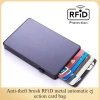 Bàn chải RFID chống trộm kim loại tự động đẩy - Hộp lưu trữ thẻ tín dụng, túi bạc Pitaka cho nam và nữ