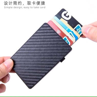 Bàn chải RFID chống trộm kim loại tự động đẩy - Hộp lưu trữ thẻ tín dụng, túi bạc Pitaka cho nam và nữ 5