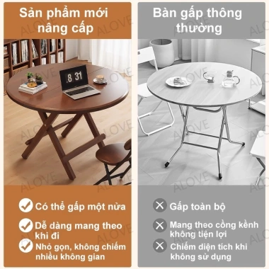 Bàn Gập Đa Năng ALOVE Bàn Tròn Ngoài Trời Gọn Gàng Dễ Lưu Trữ 319.000₫ 2