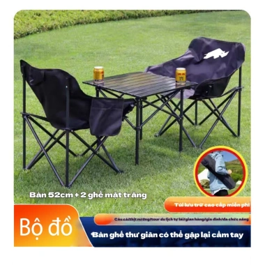 Bàn gấp ngoài trời di động, bộ ghế và bàn ăn cắm trại đầy đủ, giảm giá 415k