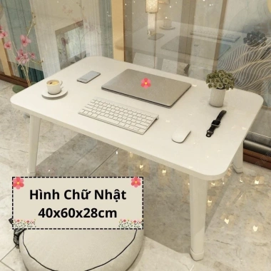 Bàn học gấp gọn mini mặt gỗ chân nhựa, dùng cho giường, laptop, siêu xinh 40x60x28cm – giá 90k 5