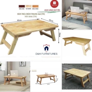 Bàn học làm việc gấp gọn chân thang gỗ cao su 40x60 - Giá 120k | D&H Furniture