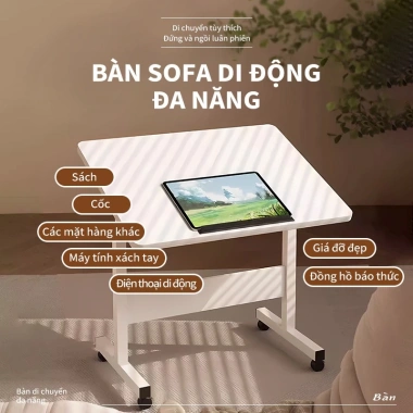 Bàn Học Xếp Gọn Di Động, Gấp Gọn Nâng Hạ Chiều Cao, Bánh Xe Di Chuyển, Gập Lại