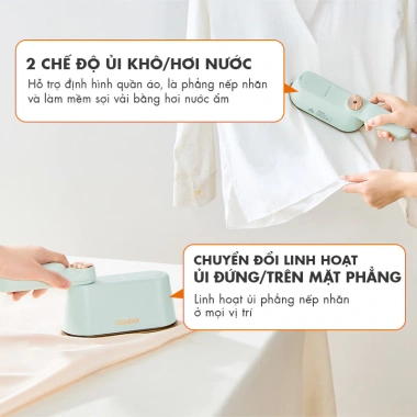 Bàn là khô và hơi nước Gaabor HM-M01A gấp gọn du lịch 2in1, phun nhanh 30s, giá chỉ 550k