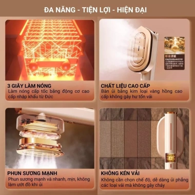 Bàn là ủi hơi nước mini Konka 1.200W - 6 chế độ, xoay 160 độ, giá chỉ 415.000₫