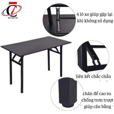 Bàn làm việc chân xếp gấp gọn, khung sắt chắc, MDF 17mm melamin - 510.000 VND 5