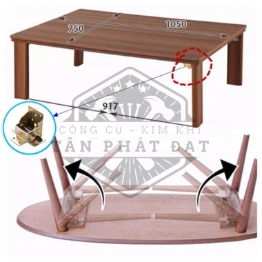 Bản lề chân bàn gấp gọn pat chân bàn thép dày 2.5mm chắc chắn, giá chỉ 21.000₫