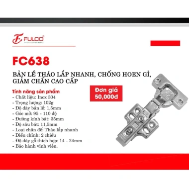 Bản lề hơi Fulco inox304 giảm chấn, tháo lắp nhanh, bảo hành han gỉ, giá 7.500đ 6