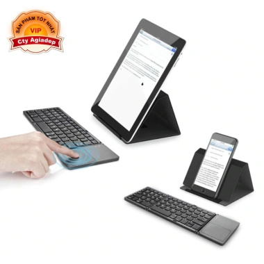 Bàn phím không dây Bluetooth gập gọn kèm chuột, PC/điện thoại - Agiadep AB033 520k
