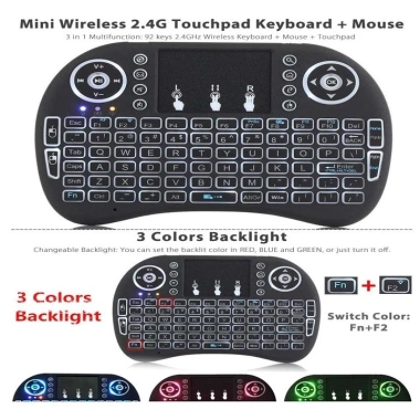 Bàn phím không dây đa màu kiêm chuột cảm ứng, pin lithium sạc, dùng cho Smart TV, TVbox, PC - Giá 105.000 VND 2