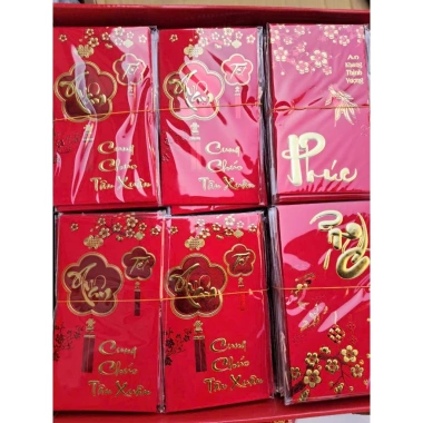Bán sỉ 600 bao lì xì 3D chữ nổi nhung đẹp, 100 tập - Giá ưu đãi 380.000 VNĐ