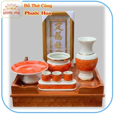 Bàn Thờ Ông Táo Bài Vị Dát Vàng 40x40cm Mâm Xoan Đào cánh gián Giá 449.000 Phước Hoa