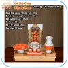 Bàn thờ ông Táo gỗ xoan ngang 48cm ke gỗ, bộ sứ đỏ - Đồ thờ cúng Phước Hoa giá ưu đãi 1.38 triệu