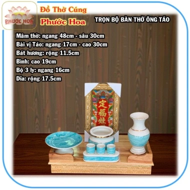 Bàn thờ ông Táo ngang 48cm - Bộ sứ xanh giá bình dân, siêu tiết kiệm, giảm giá Phước Hoa 1.38tr