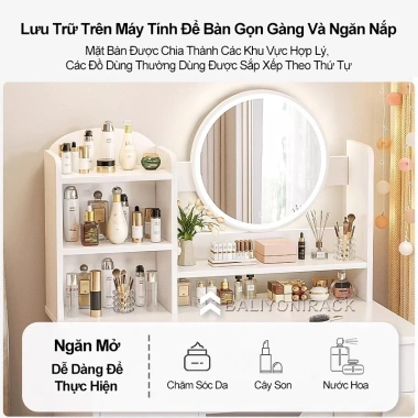Bàn Trang Điểm Bắc Âu Hiện Đại - Đèn LED, 2 Ngăn Kéo, Thiết Kế Đơn Giản, Giá Ưu Đãi 296k 6
