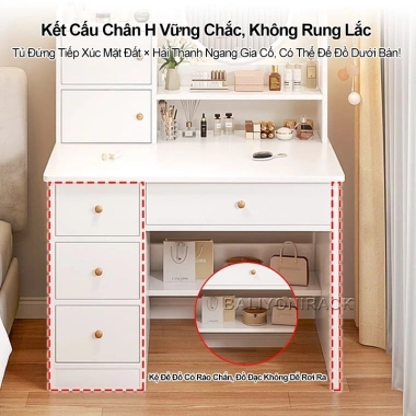 Bàn Trang Điểm Bắc Âu Hiện Đại - Đèn LED, 2 Ngăn Kéo, Thiết Kế Đơn Giản, Giá Ưu Đãi 296k 7