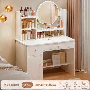 Bàn Trang Điểm Bắc Âu Hiện Đại - Đèn LED, 2 Ngăn Kéo, Thiết Kế Đơn Giản, Giá Ưu Đãi 296k 10