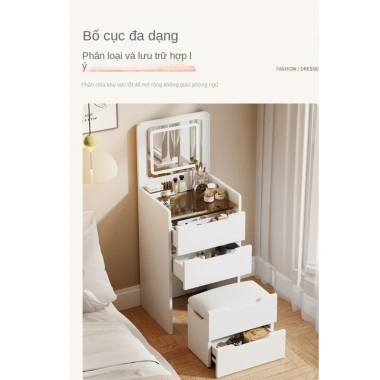 Bàn trang điểm đa năng phong cách kem, tủ đựng đồ nhỏ, lật tiện lợi, phù hợp phòng ngủ - Giá chỉ 2.470.200₫ 8