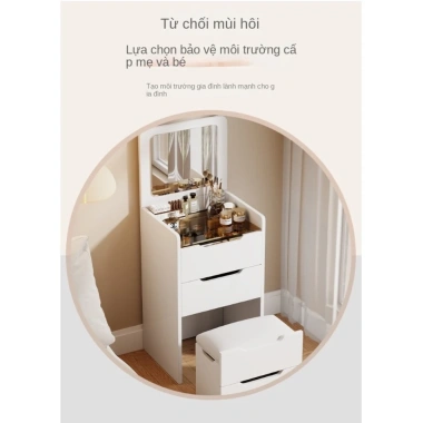 Bàn trang điểm đa năng phong cách kem, tủ đựng đồ nhỏ, lật tiện lợi, phù hợp phòng ngủ - Giá chỉ 2.470.200₫ 9