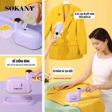 Bàn ủi gấp gọn du lịch 1.000W - Máy hơi nước mini Sokany, giảm giá 514k