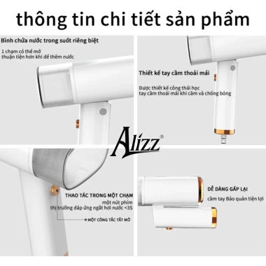 Bàn ủi hơi nước Alizz Mini cầm tay Travel 1.000W, phun nước du lịch nhỏ gọn tiện dụng