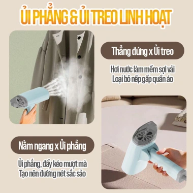 Bàn ủi hơi nước cầm tay 1.300W – Hơi mạnh, phẳng nhanh, gập gọn du lịch, giá ưu đãi 285k