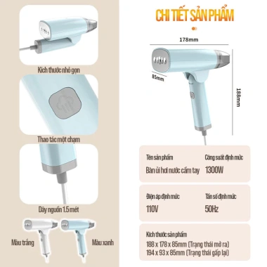 Bàn ủi hơi nước cầm tay 1.300W – Hơi mạnh, phẳng nhanh, gập gọn du lịch, giá ưu đãi 285k 8 Bàn ủi hơi nước cầm tay 1.300W – Hơi mạnh, phẳng nhanh, gập gọn du lịch, giá ưu đãi 285k 8
