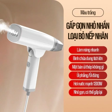 Bàn ủi hơi nước cầm tay 1.300W – Hơi mạnh, phẳng nhanh, gập gọn du lịch, giá ưu đãi 285k