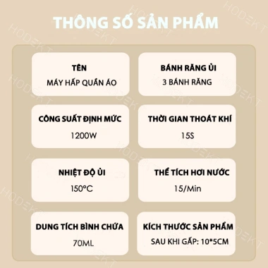 Bàn ủi hơi nước cầm tay 2 trong 1 HODEKT gấp gọn du lịch ủi khô và ủi nước tiện lợi giá 419.000