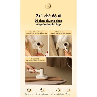 Bàn ủi hơi nước cầm tay BEAR GTJ-A12Z2 1.200W 100ml – ủi khô/hơi, khử trùng, làm phẳng, BH 18 tháng, 569.000₫