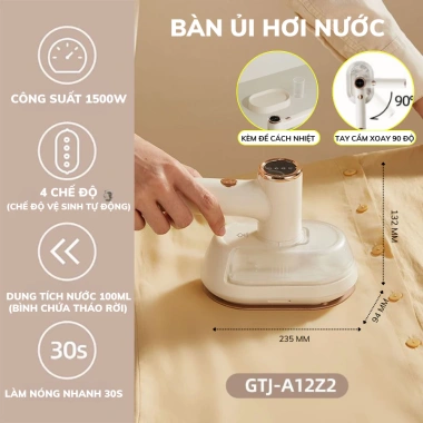 Bàn ủi hơi nước cầm tay BEAR GTJ-A12Z2 1.200W 100ml – ủi khô/hơi, khử trùng, làm phẳng, BH 18 tháng, 569.000₫ 10 Bàn ủi hơi nước cầm tay BEAR GTJ-A12Z2 1.200W 100ml – ủi khô/hơi, khử trùng, làm phẳng, BH 18 tháng, 569.000₫ 10