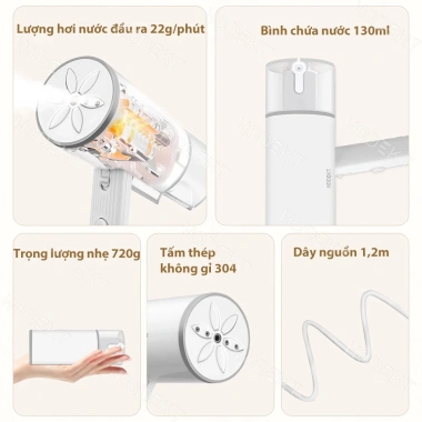Bàn ủi hơi nước cầm tay HODEKT - Công suất lớn, thể gập du lịch, giảm giá 393k