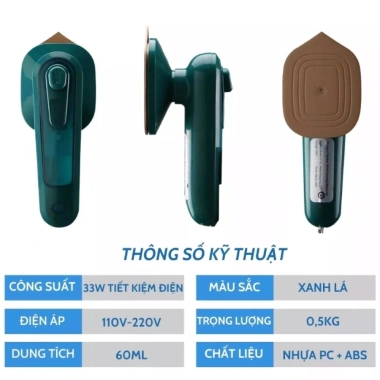 Bàn ủi hơi nước mini cầm tay 33W du lịch, gọn nhẹ, gấp gọn, tiện dụng 107.000₫ 3 Bàn ủi hơi nước mini cầm tay 33W du lịch, gọn nhẹ, gấp gọn, tiện dụng 107.000₫ 3