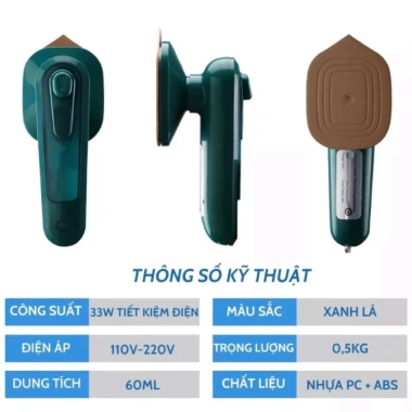Bàn ủi hơi nước mini cầm tay 33W du lịch, nhỏ gọn tiện dụng, dễ gấp, chỉ 89.000₫