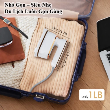 Bàn ủi hơi nước Mini Gấp Gọn MooLah - Đầu phun kép, phẳng mọi loại vải, chỉ 390k