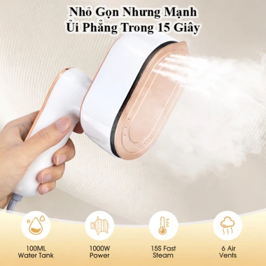 Bàn ủi hơi nước Mini Gấp Gọn MooLah - Đầu phun kép, phẳng mọi loại vải, chỉ 390k