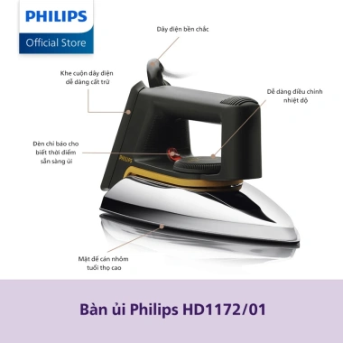 Bàn ủi khô Philips HD1.172/01 1.000W chính hãng - Giá chỉ 370.000 VND, giảm mạnh