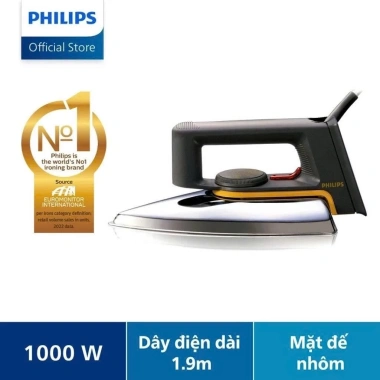 Bàn ủi khô Philips HD1.172/01 1.000W - Nhỏ gọn du lịch, ủi thẳng nhanh, đèn báo nhiệt - Giá chỉ 389k